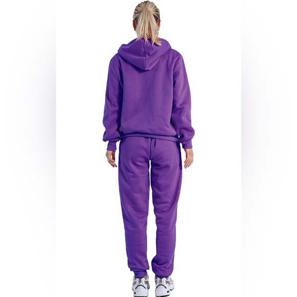 Womens 2 Piece Sweatsuit Sherpa Lined Fleece Jogger Hoodie & Sweatpants Set NEW - Picture 6 of 9
